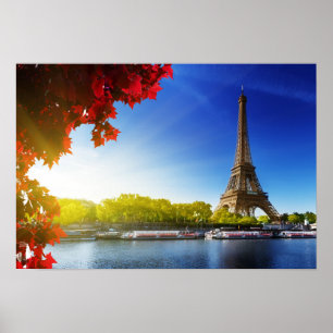 Höstnot i Paris med Eiffel Torn på hösten Poster
