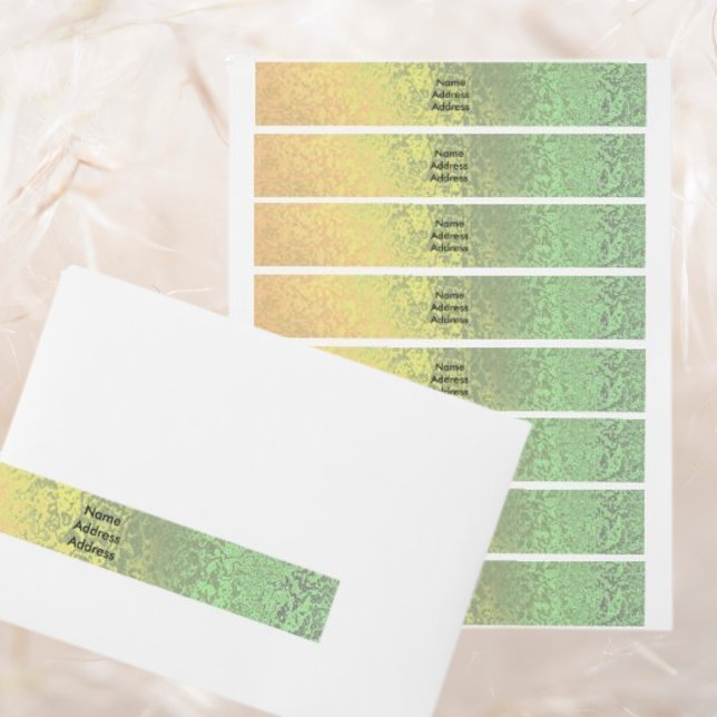 Höstnyanser av gröna gula omslagsadressetiketter etikettband (Autumn Shades of Green Yellow Wrap Address Labels)