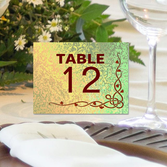 Höstnyanser Grön Gul Veckat Bordskort (Autumn Shades Green Yellow Wed Folded Table Card)