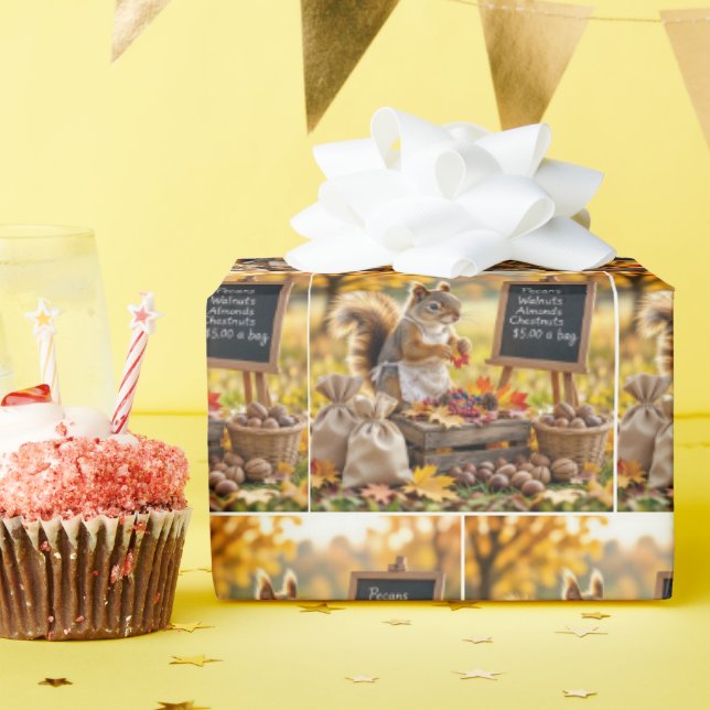 Höstodlingsställ med ekorre presentpapper (Födelsedagsfest)