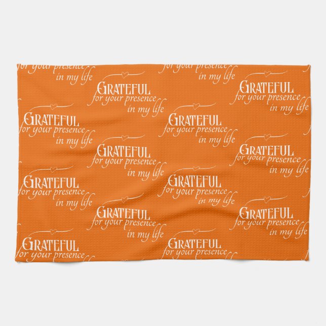 HöstOrange för Thanksgiving - elegant - tacksam Kökshandduk (Horisontell)