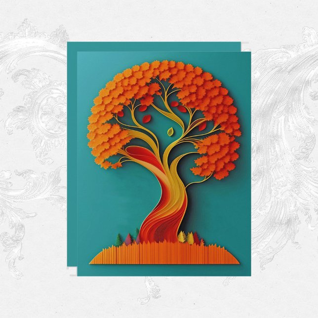 HöstOrange Träd Quilling Scrapbook Papper (Skapare uppladdad)