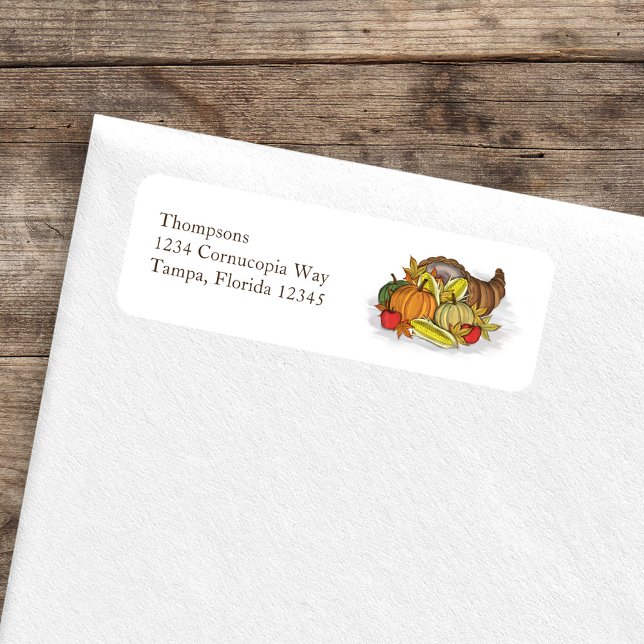 Höstöverflöd Anpassad Returadress  Etikett (Fall Autumn Cornucopia Return Address Label.)