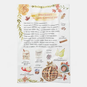 Höstpaj Akvarellrecept Familjearv Kökshandduk