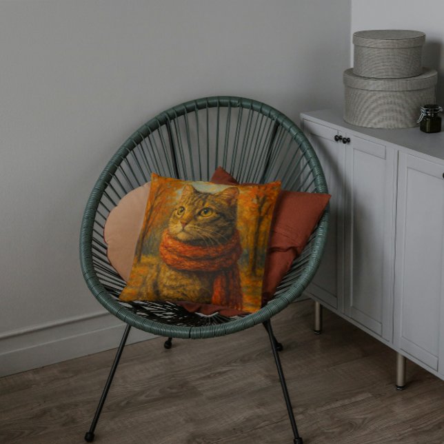 Höstpiskor en Mysigt katt i höglans Kudde (Skapare uppladdad)