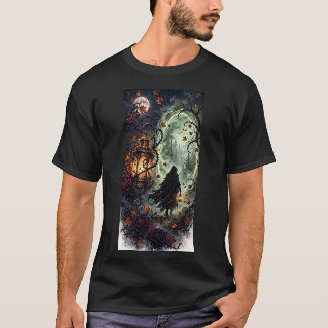 Höstportal — gotisk lykta T-shirt (Framsida)