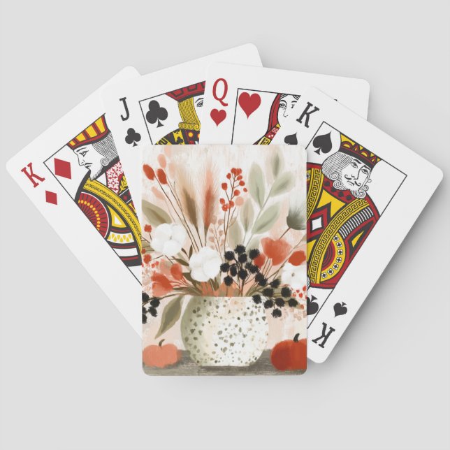 Höstposy och roströda fläckar på kruka casinokort (Baksidan)