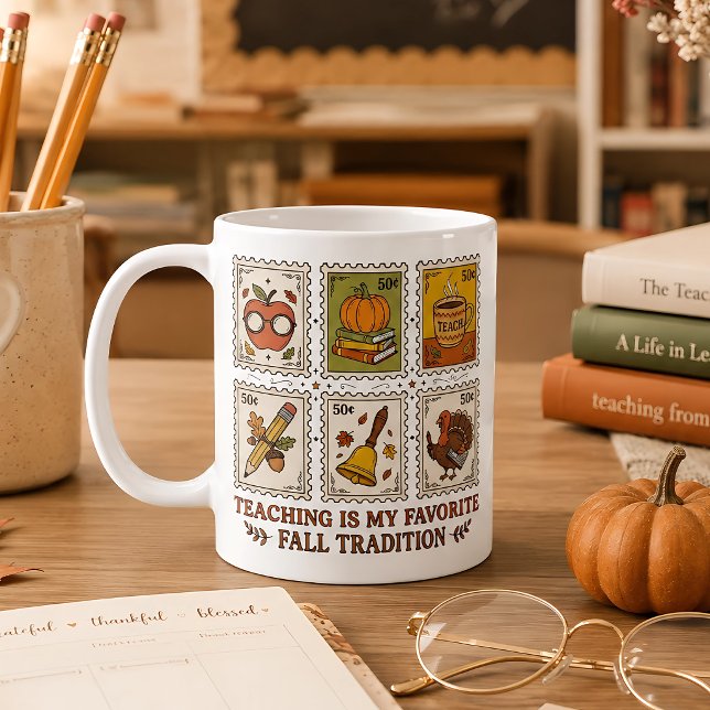 Höstpresent till lärare Retro höst Klassrumsesteti Kaffemugg (Skapare uppladdad)