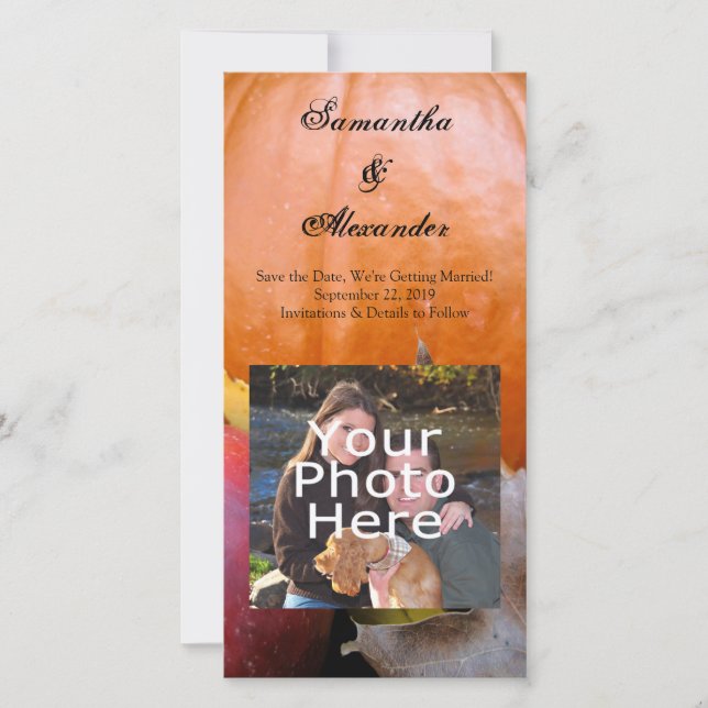 Höstpumpa, äpple och färgstarka Löv Spara Datumet (Framsida)