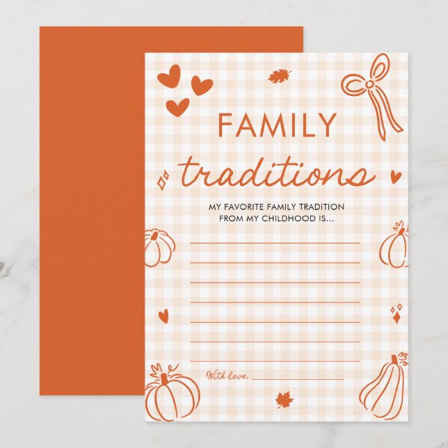Höstpumpa Baby Shower Familjetraditioner Spel Inbjudningar (Fram/baksida)