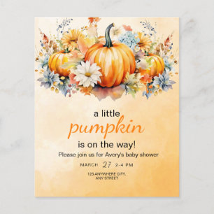 Höstpumpa Baby Shower Inbjudan, Liten Pumpa Flygblad