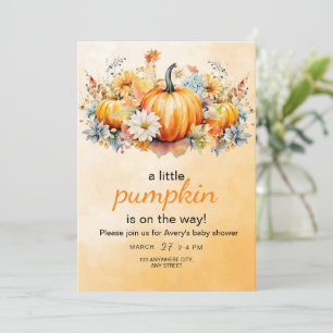 Höstpumpa Baby Shower Inbjudan, Liten Pumpa Inbjudningar