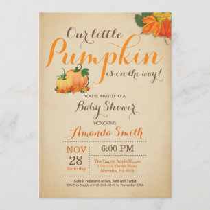 Höstpumpa Baby Shower-inbjudan Orange Brun Inbjudningar