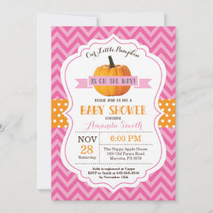 Höstpumpa Baby Shower Inbjudan Rosa Chevron
