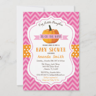 Höstpumpa Baby Shower Inbjudan Rosa Chevron