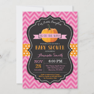 Höstpumpa Bebis Shower Inbjudan Rosa Chevron