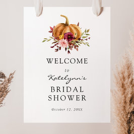 Höstpumpa Blommig Bröllopsdusch Välkomstskylt Poster