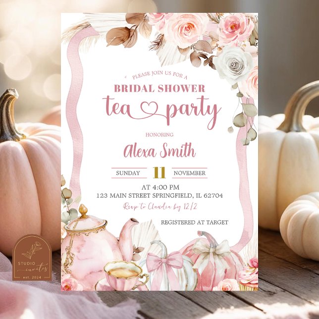 Höstpumpa Boho Coquette  Bröllops Te-party  Inbjudningar (Skapare uppladdad)