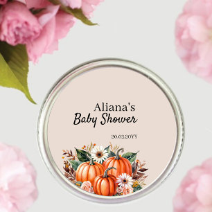 Höstpumpa Boho Söt Blommig Bebis Shower Runt Klistermärke
