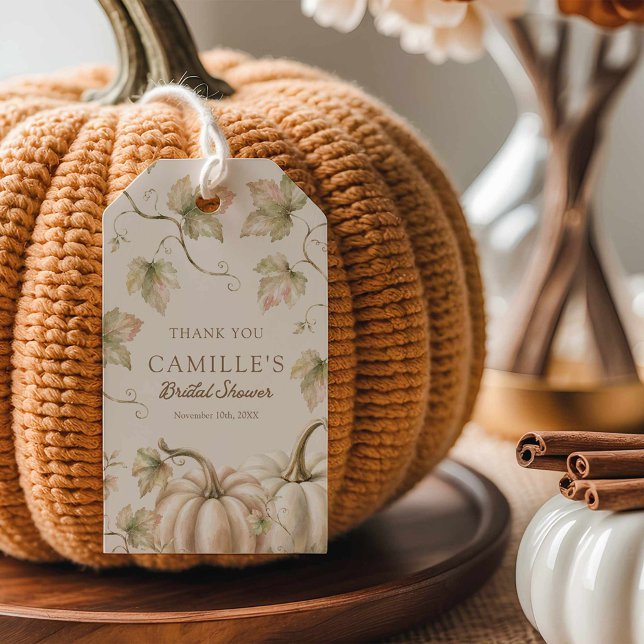 Höstpumpa Bröllopsdusch Förmånsetikett Presentetikett (Fall Pumpkin Bridal Shower Favor Tag)