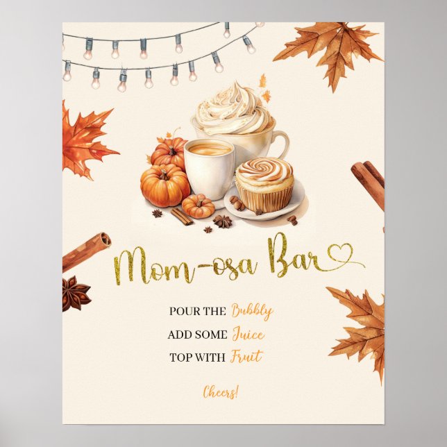 Höstpumpa brygger kaffe Baby Shower Mom-osa Poster (Framsidan)