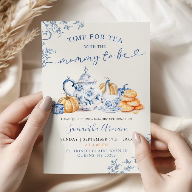 Höstpumpa Chinoiserie Baby Shower Tekumpa Inbjudningar (Skapare uppladdad)