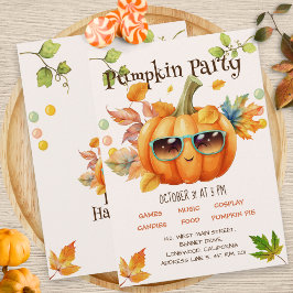 Höstpumpa Halloween födelsedagsfest inbjudan