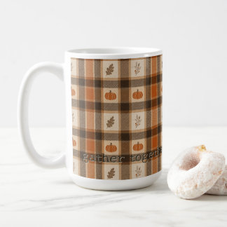 Höstpumpa i rutmönster kaffemugg