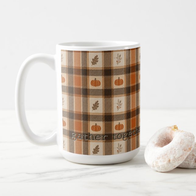 Höstpumpa i rutmönster kaffemugg (Med munk)
