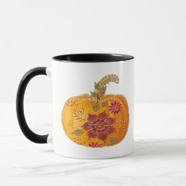 Höstpumpa med blommor mugg