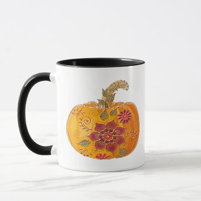 Höstpumpa med blommor mugg (Vänster)