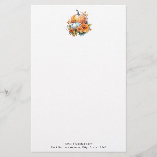 Höstpumpa med blommor och blommor brevpapper (Framsida)