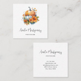 Höstpumpa med blommor och blommor fyrkantigt visitkort