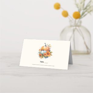 Höstpumpa med blommor och blommor placeringskort