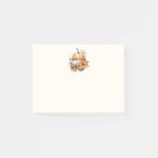 Höstpumpa med blommor och blommor post-it block (Framsida)