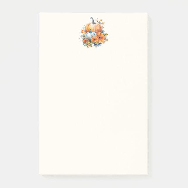 Höstpumpa med blommor och blommor post-it block (Framsida)