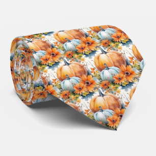 Höstpumpa med blommor och Foliage Mönster Slips