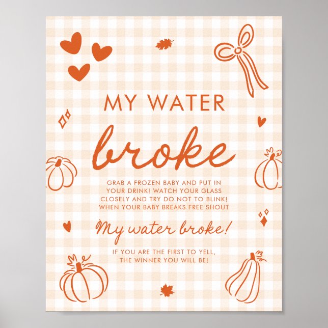 Höstpumpa Min Vatten Brast Baby Shower Lek Poster (Framsidan)