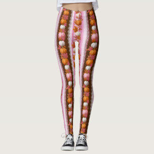 Höstpumpa och Blommigt Snöre sjölösa Mönster (2) Leggings