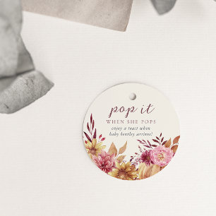 Höstpumpa och blomsterbabyskor gåvor etiketter