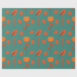 Höstpumpa och Löv Sömlös omslagning Papper Presentpapper