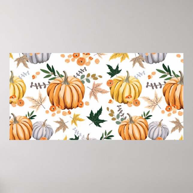 Höstpumpa och orangar mönster poster (Framsidan)