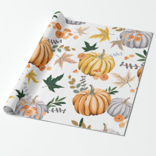 Höstpumpa och orangar mönster presentpapper