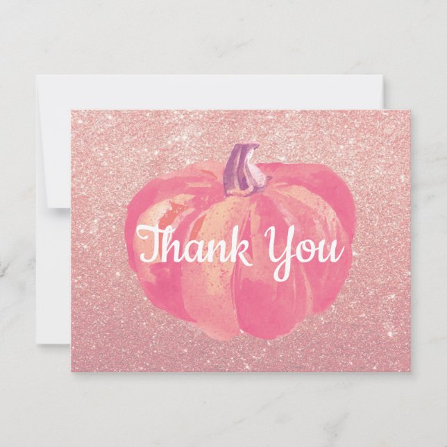 Höstpumpa Rosa Roséguld Glitter Tack Kort (Framsida)