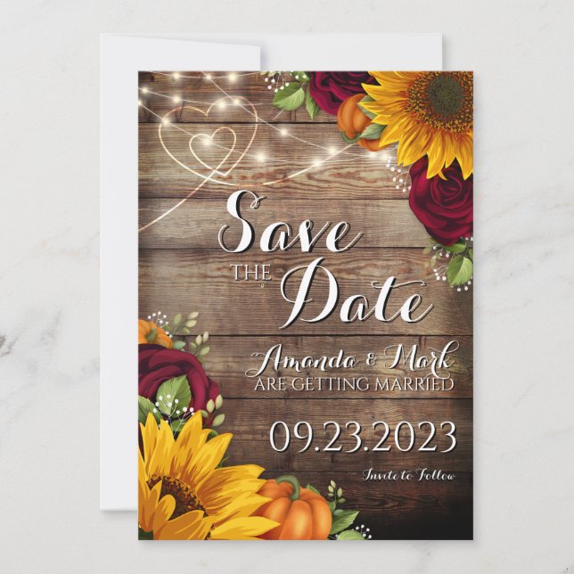 Höstpumpa Rustic Save the Date-kort Spara Datumet (Framsida)