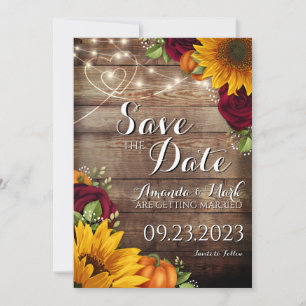 Höstpumpa Rustic Save the Date-kort Spara Datumet