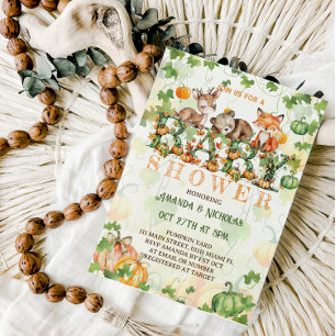 Höstpumpa Skogsdjur Baby Shower Inbjudningar