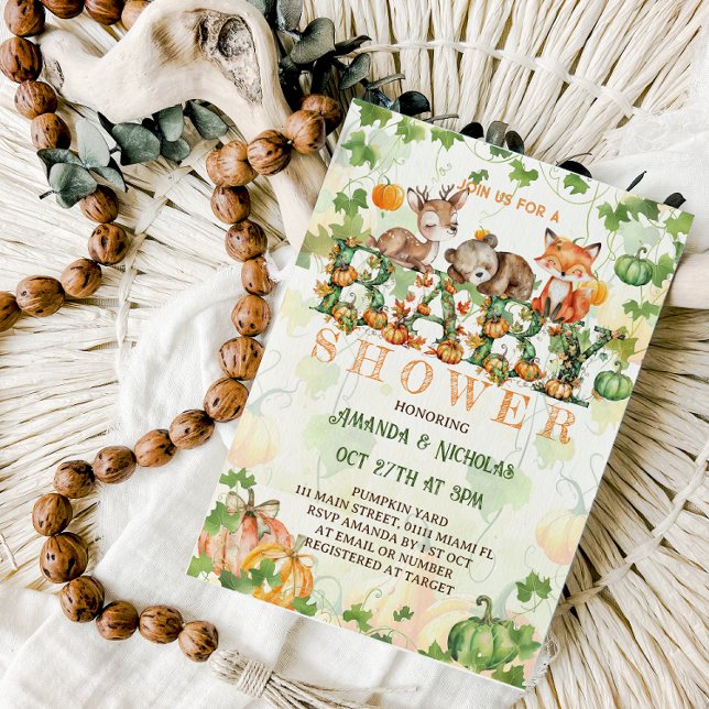 Höstpumpa Skogsdjur Baby Shower Inbjudningar (Skapare uppladdad)