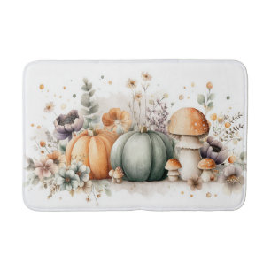 Höstpumpa, svampar och blommor badrumsmatta