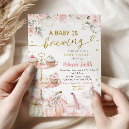 Höstpumpa Téa Party Bebis är på väg Baby Shower Inbjudningar